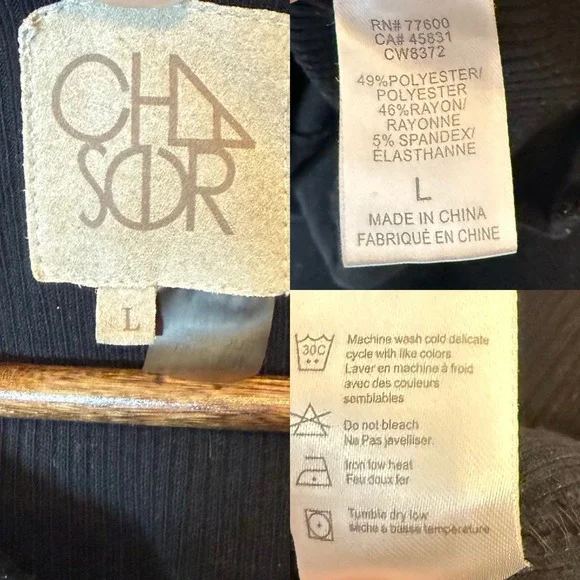 Chaser Rib Knit Boxy Hoodie‎ with Pockets Black size Large - Picture 5 of 5